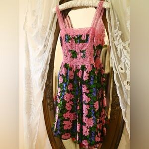 Betsey Johnson Rose Print Lace Dress